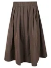 Peserico Pleated Brown Maxi Skirt With Flowy Silhouette In Gray