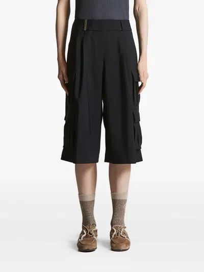 Peserico Pleated Cargo Knee-lenght Shorts In Black