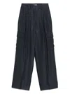 Peserico Wide-leg Relaxed-fit Pants With Cargo Pockets In 蓝色
