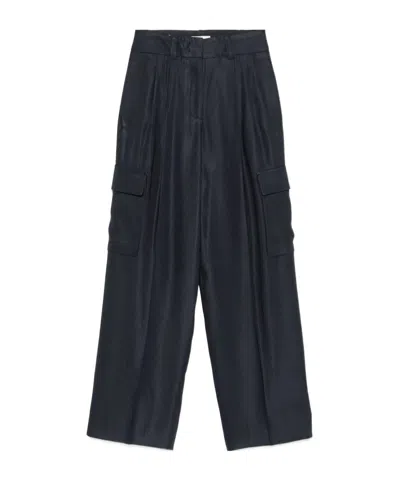 Peserico Pleated Cargo Trousers In Blue