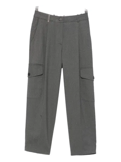 Peserico Pleated Cargo Trousers In Gray