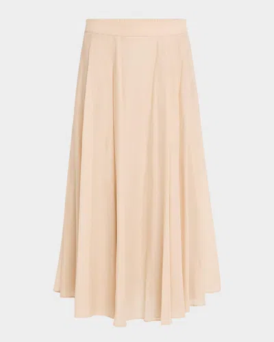 Peserico Pleated Circle-cut Midi Skirt In Amber Beige
