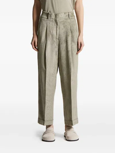 Peserico Pleated Corduroy Trousers In Green