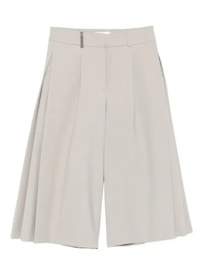 Peserico Pleated Cropped Trousers In Gray