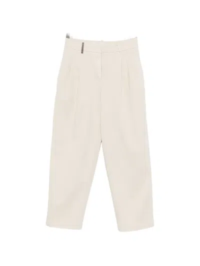 Peserico Pleated Cropped Trousers In Neutral