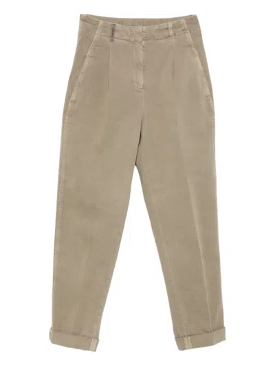 Peserico Pleated Cuffed Trousers In Brown