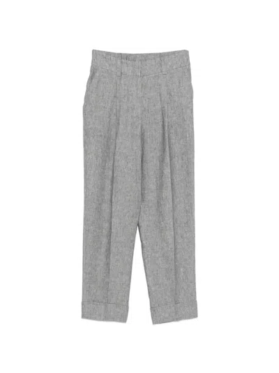 Peserico Pleated Cuffed Trousers In Gray