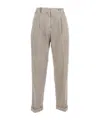 Peserico Relaxed Fit Trousers With Tapered Leg In Neutral