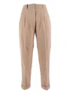 Peserico Cuffed Trousers With Front Pleats In Neutral