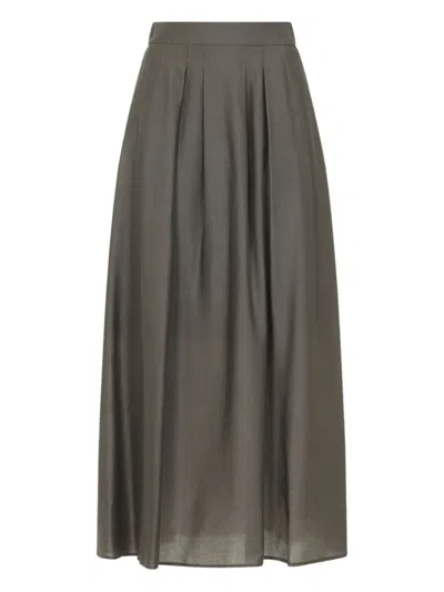 Peserico Flared Lyocell-blend Fabric Skirt In Brown
