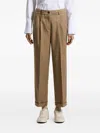 Peserico Wool Trousers Pleated Front Cuffed Hem In Animal Print