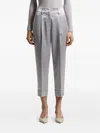 Peserico Pleated-front Satin Trousers In Gray