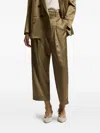 Peserico Pleated-front Satin Trousers In Green