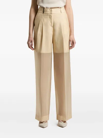 Peserico Pleated-front Sheer Trousers In Neutral