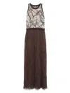 Peserico Pleated Maxi Dress In Brown