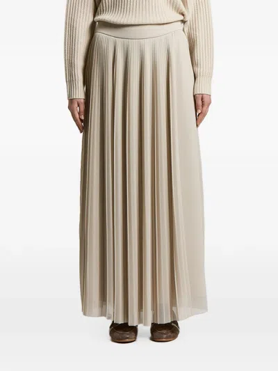 Peserico Pleated Maxi Skirt In Neutral