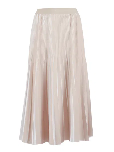 Peserico Pleated Midi Fitted Skirt In Pink