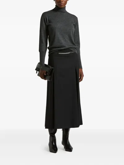 Peserico Pleated Midi Skirt In Black
