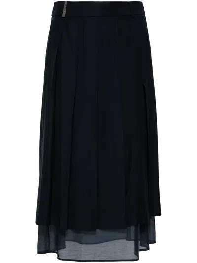 Peserico Pleated Midi Skirt In Blue