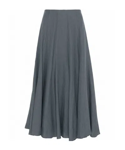 Peserico Pleated Midi Skirt In Gray