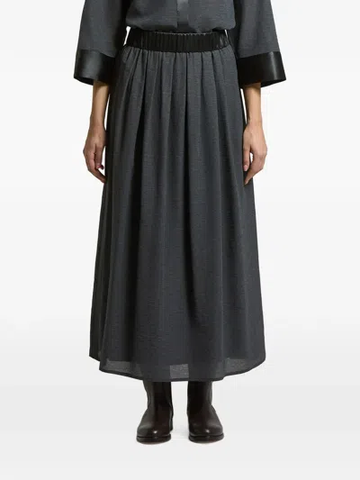 Peserico Pleated Midi Skirt In Gray