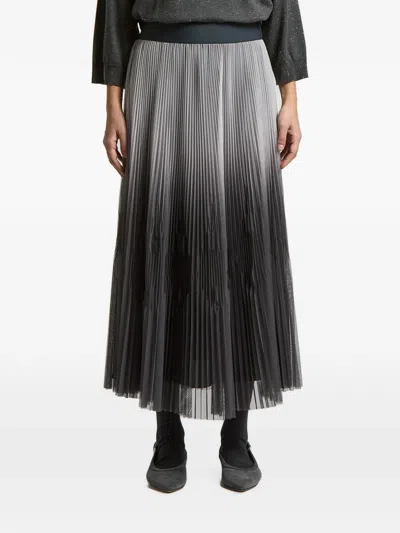 Peserico Pleated Midi Skirt In Gray