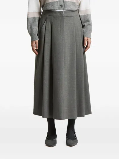 Peserico Pleated Midi Skirt In Gray