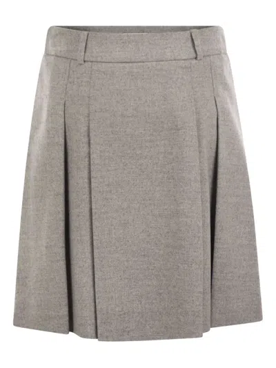 Peserico Short Skirt In Wool And Viscose In Grey