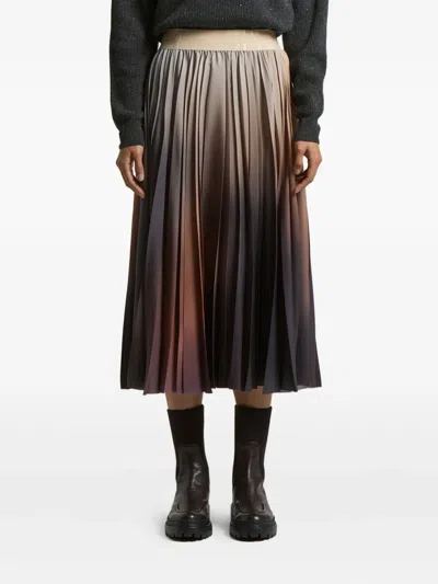 Peserico Pleated Ombre Midi Skirt In Brown
