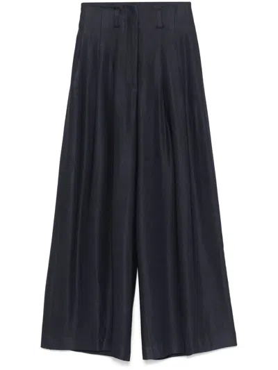 Peserico Pleated Palazzo Pants In Blue