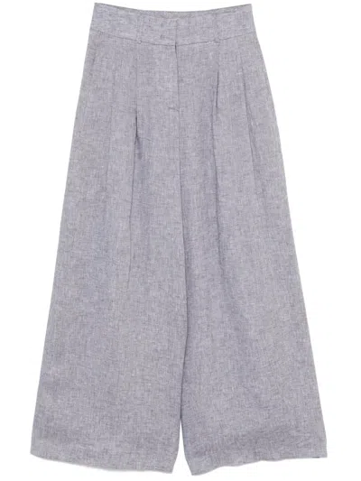 Peserico Pleated Palazzo Trousers In Gray