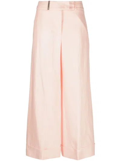 Peserico Wide-leg Tailored Trousers In 粉色