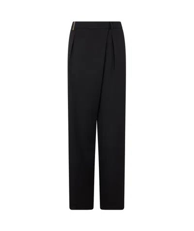 Peserico Pleated Wrap-style Trousers In Black