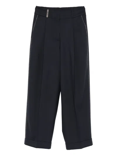 Peserico Pleated Tapered Ankle Pants In Black