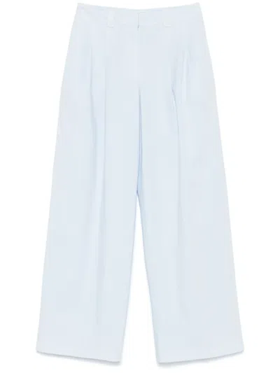 Peserico Pleated Straight-leg Trousers In Blue