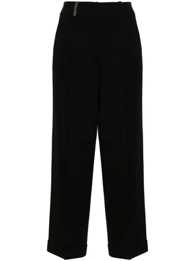 Peserico Pleated Straight Trousers In Black
