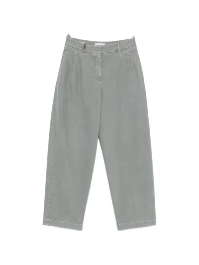 Peserico Pleated Straight-leg Jeans In Gray