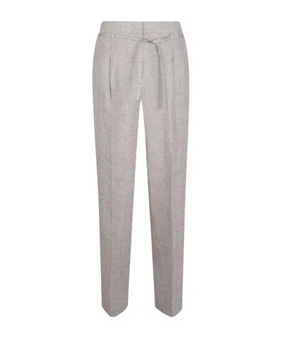Peserico Pleated Tie-waist Pants In Gray