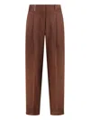 Peserico Cotton Blend Trousers In Brown