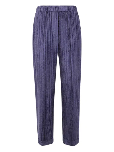 Peserico Stretch Waisted Velvet Trousers In Blue