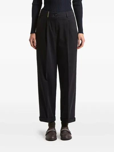 Peserico Pleated Trousers In Blue
