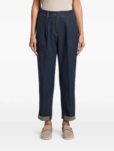 Peserico Pleated Trousers In Blue