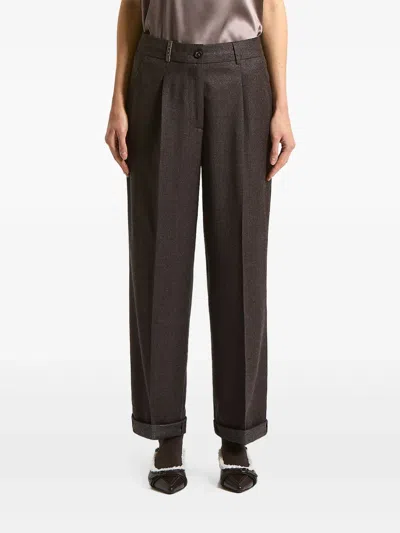 Peserico Pleated Trousers In Brown