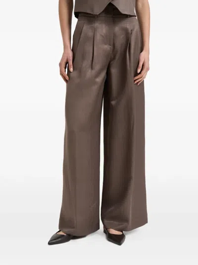 Peserico Double Dart Palazzo Pants In Brown