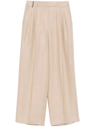 Peserico Pleated Trousers In Neutrals