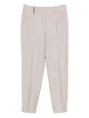 Peserico Tailored Beige Trousers With Cuffed Hems In Neutral