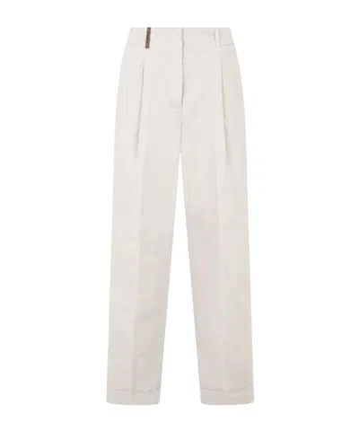 Peserico Pleated Corduroy Trousers In White