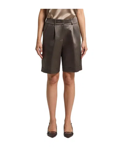 Peserico Pleated Turn-up Shorts In Brown
