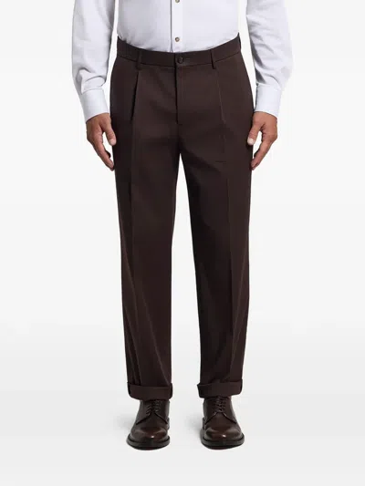 Peserico Pleated Turn-up Trousers In Brown
