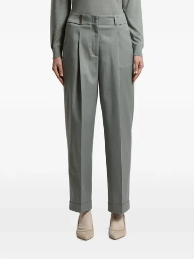 Peserico Pleated Turn-up Trousers In Gray